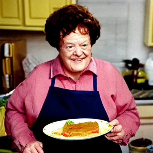 Image similar to Julia Child making Steamed Hams for dinner