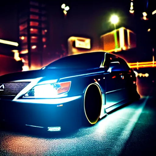 Prompt: a car Lexus VIP at illegal car meet, Shibuya prefecture, midnight mist lights, cinematic color, photorealistic, highly detailed wheels, highly detailed
