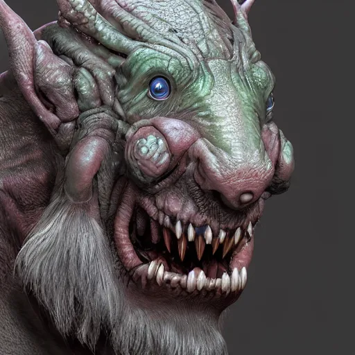 Image similar to a close up of a creature, a 3 d render by senior character artist, zbrush central contest winner, fantasy art, zbrush, polycount, artstation hd.