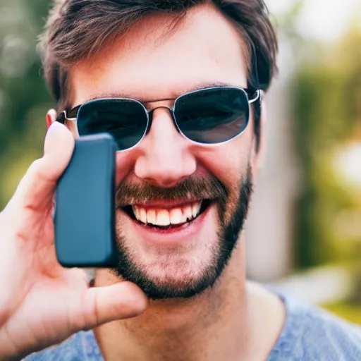 Prompt: stock image photo of a white guy smiling, closeup, selfie, HD