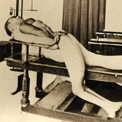 Image similar to Theory of Body Transfer as seen in an old medical instruction book, year 1920, photo taken in an archive lab
