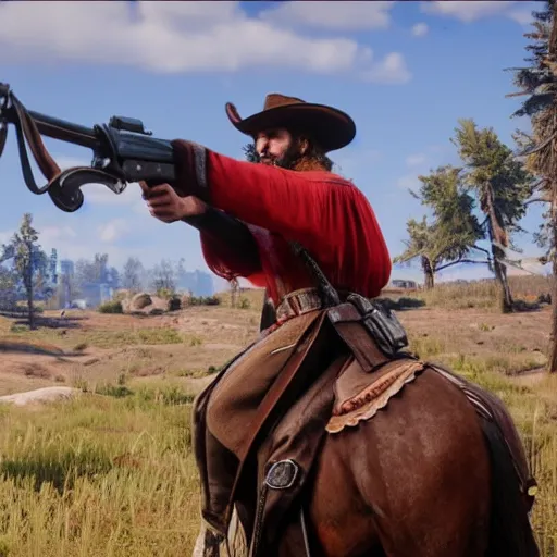 Prompt: A zaporizhian sich cossack in Red Dead Redemption 2