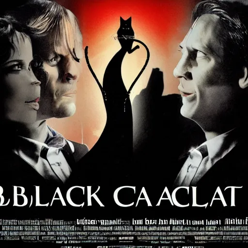Prompt: movie poster for a film called the black cat