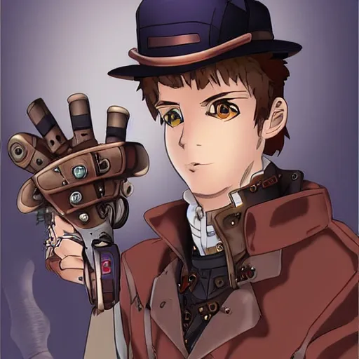 Prompt: steampunk anime mechanic