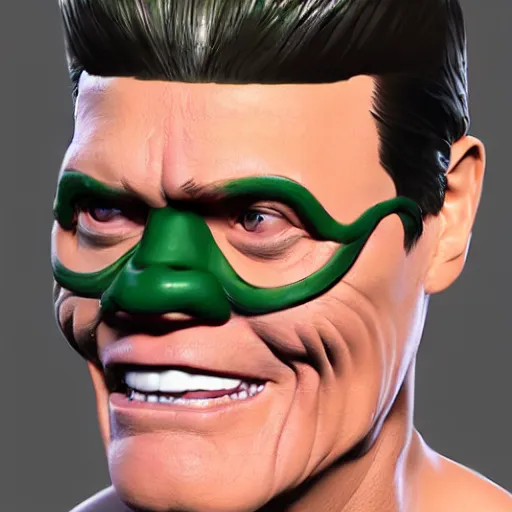 Prompt: the mask, jim carrey as a 3 d render, unreal engine