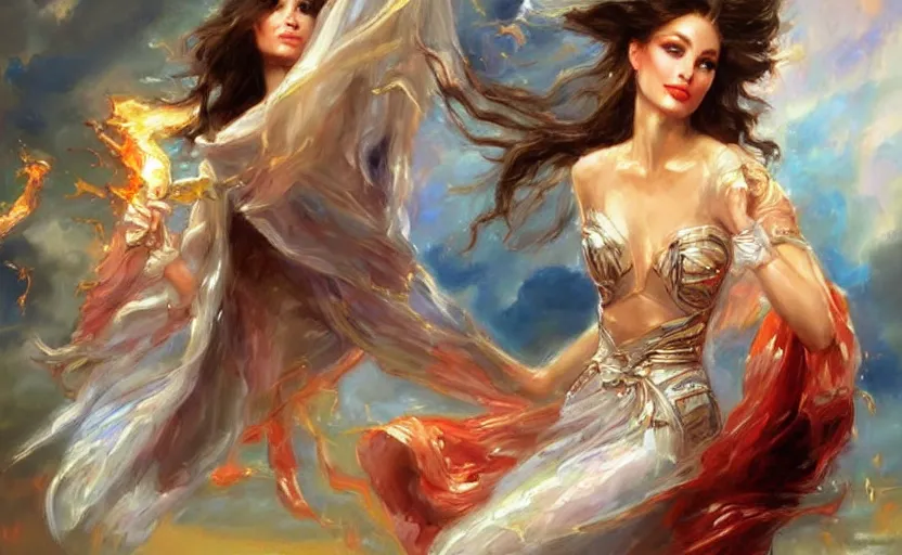 Prompt: The revenge of the lightning goddess. By Konstantin Razumov, highly detailded