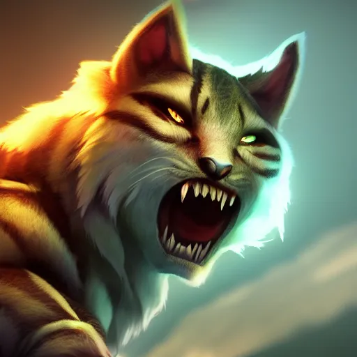 Image similar to rengar, 4 k, volumetric lighting, chromatic aberration, global illumination, dramatic