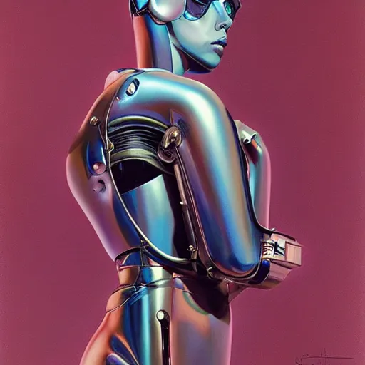 Image similar to scifi futurism automaton minimalism chrome by peter mohrbacher art Hajime Sorayama airbrush hyperrealism model