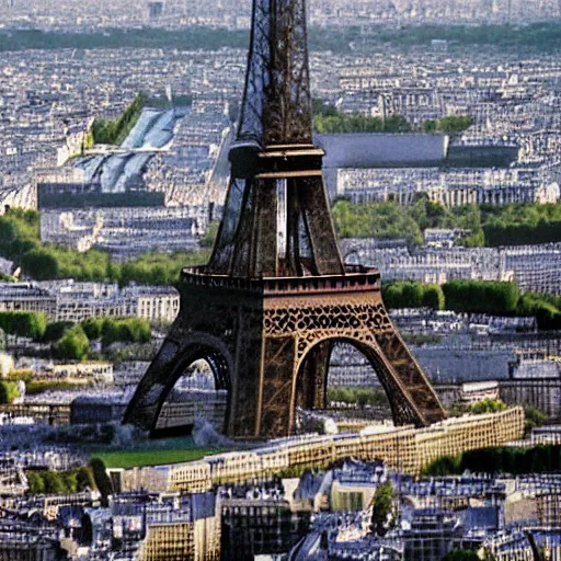 Image similar to the eiffel tower being destroyed photo realistic 4 k