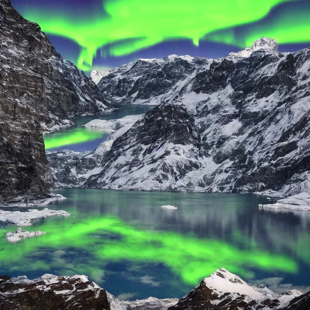 Image similar to Amazing Switzerland landscape with Northern lights