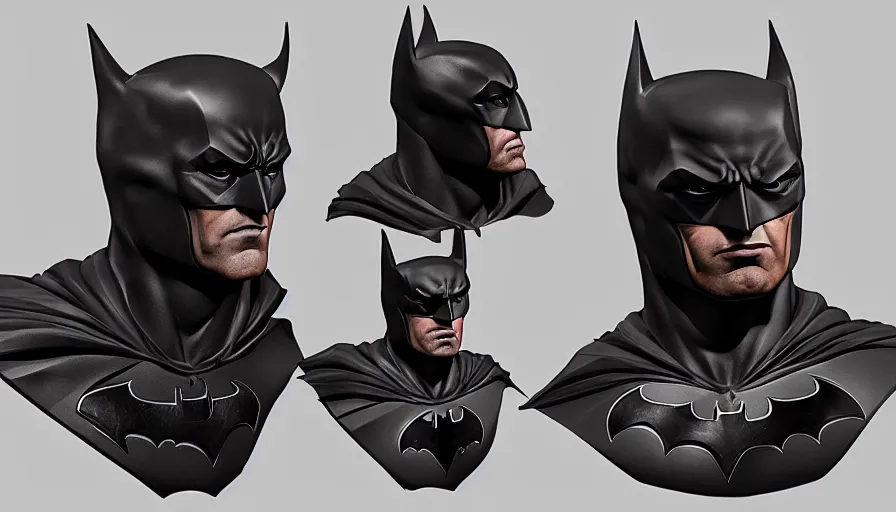 Prompt: Hand-painted bust of Batman, hyperdetailed, artstation, cgsociety, 8k