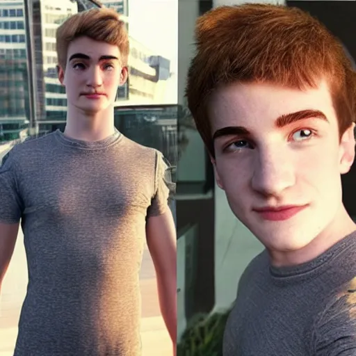 Image similar to “a realistic detailed photo of a guy who is an attractive humanoid who is half robot and half humanoid, who is a male android, twitch streamer Ninja Tyler Blevins, shiny skin, posing like a statue, blank stare”