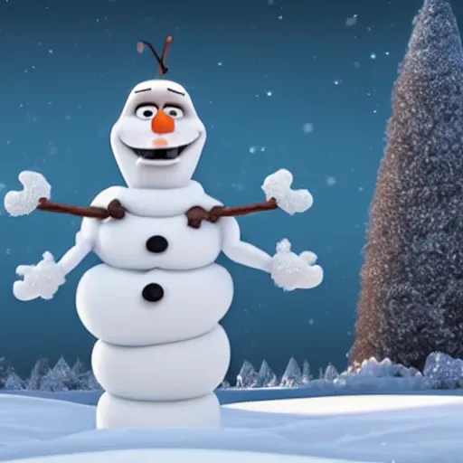 Image similar to olaf scholz as olaf the snowman. pixar animation detailed.