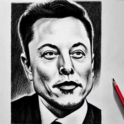 Image similar to pencil drawing of Elon musk