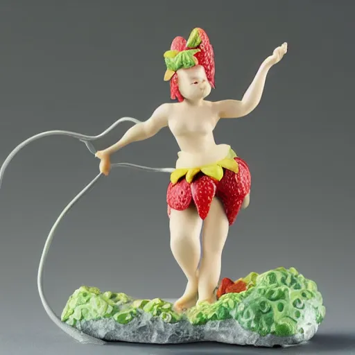 Image similar to a femo figurine of a strawberry fairy