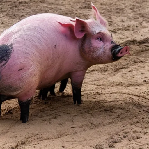 Prompt: pig play mud