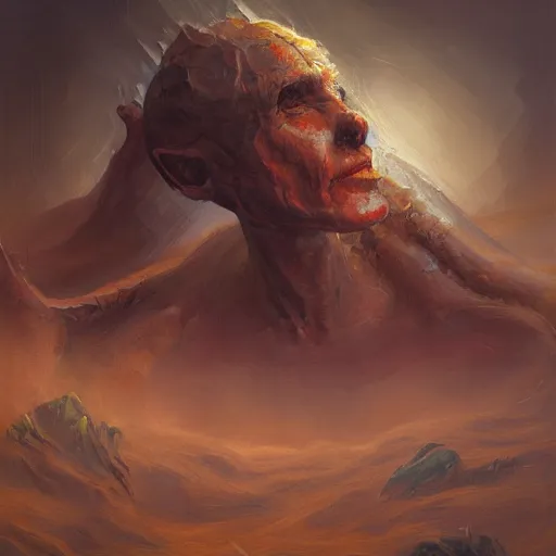 Image similar to sentient life on another planet, portrait, unfinished concept art oil painting by jama jurabaev, extremely detailed, brush hard, artstation