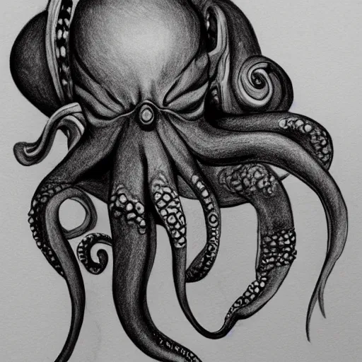 Image similar to photorealistic octopus drawing a female model