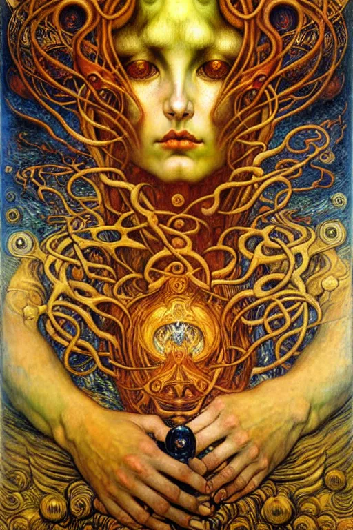 Image similar to Divine Chaos Engine by Karol Bak, Jean Delville, William Blake, Gustav Klimt, and Vincent Van Gogh, symbolist, visionary