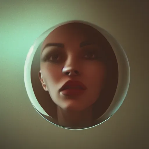 Prompt: a woman's head inside a glass sphere, 3 d render, octane, polaroid, film, cyberpunk