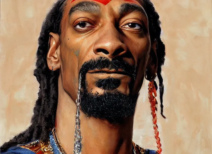 Prompt: a highly detailed beautiful portrait of snoop dogg as kratos, by gregory manchess, james gurney, james jean
