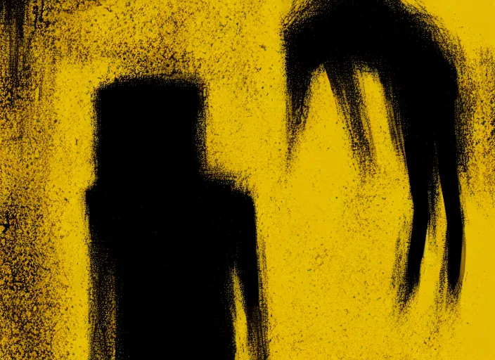 Image similar to a tall matte black creature running after a man the backrooms, yellow wallpaper, florecent lights on the ceiling, wet carpet, liminal space | | epic - fine - clean, polished, trending on artstation, brush strokes