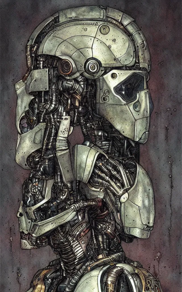 Image similar to futurist cyborg knight, perfect future, award winning art by santiago caruso, iridescent color palatte