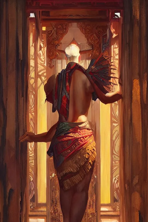 Image similar to temple, taoism, painting by greg rutkowski, j. c. leyendecker, artgerm