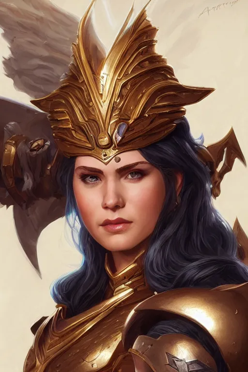 Image similar to amazon valkyrie athena, d & d, fantasy, portrait, highly detailed, headshot, digital painting, trending on artstation, concept art, sharp focus, illustration, art by artgerm and greg rutkowski and magali villeneuve