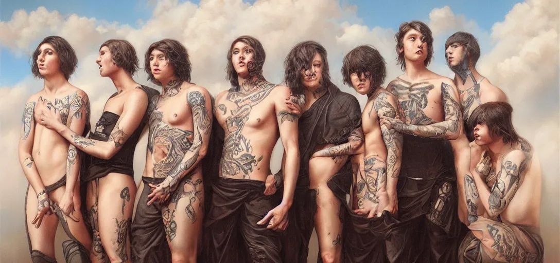 Image similar to Bring Me The Horizon band by Tom Bagshaw and Manuel Sanjulian and Boris Vallejo, Hyperrealism