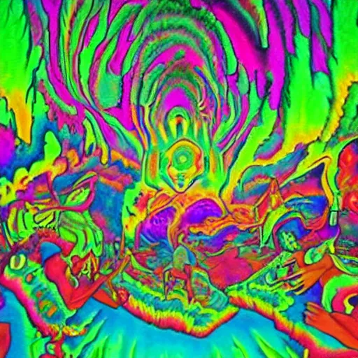 Image similar to tripping on acid and dmt, surreal