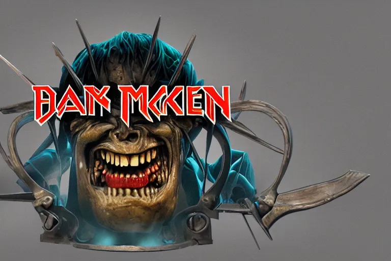 Image similar to 3d sculpt of a heavy metal inspired sign for a circus called 'the dark metal carnival', iron maiden, artstaton, digital illustration