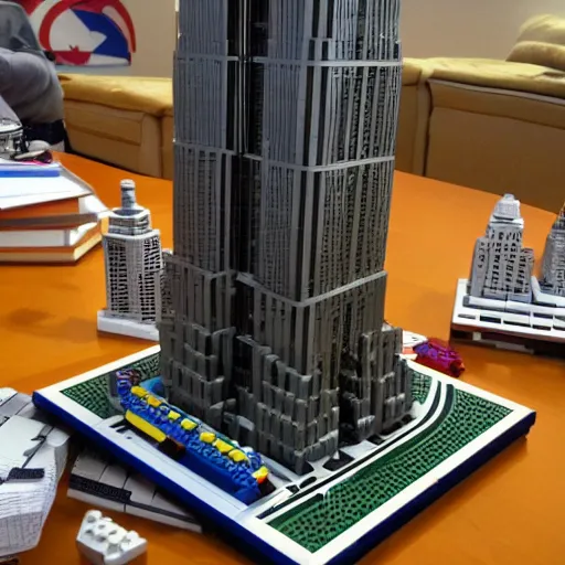 Prompt: lego empire state building