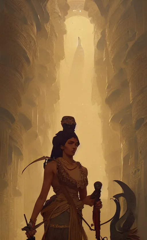 Image similar to a personification of the country egypt, highly detailed, digital painting, artstation, concept art, sharp focus, illustration, art by greg rutkowski and alphonse mucha