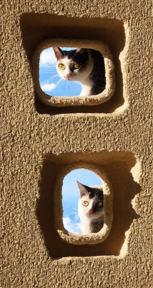 Image similar to cat watching a martian landscape from inside a window, photo