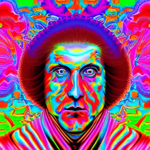 Prompt: weird al as god, infinite fractal, psychedelic, colorful, painting