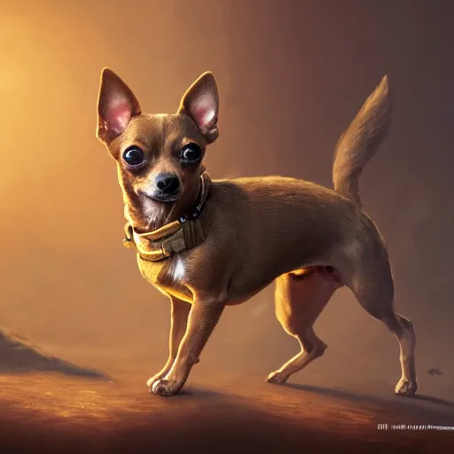 Prompt: tan coloured chihuahua Dog, battle armour, Anthropomorphized, casting epic spell, magic the gathering artwork, D&D, fantasy, cinematic lighting, centered, symmetrical, highly detailed, digital painting, artstation, concept art, smooth, sharp focus, illustration, volumetric lighting, epic Composition, 8k, art by Akihiko Yoshida and Greg Rutkowski and Craig Mullins, heroic pose, oil painting, cgsociety, magic lab background