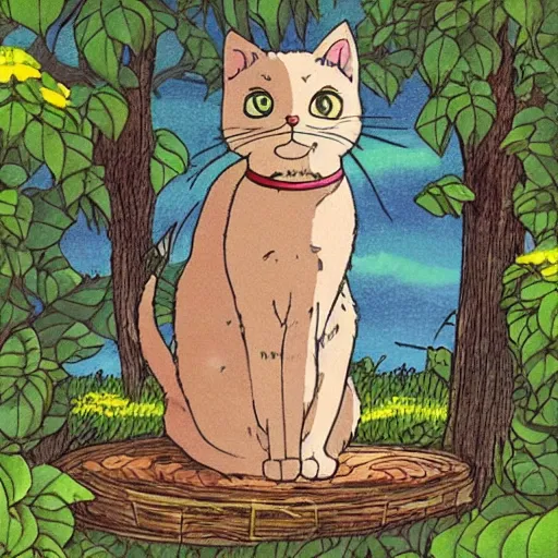 Image similar to cute cat in the studio ghibli style