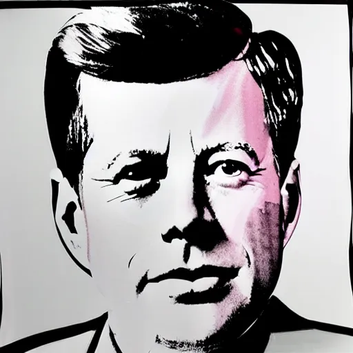 Image similar to individual silk screen portrait of jfk by andy warhol