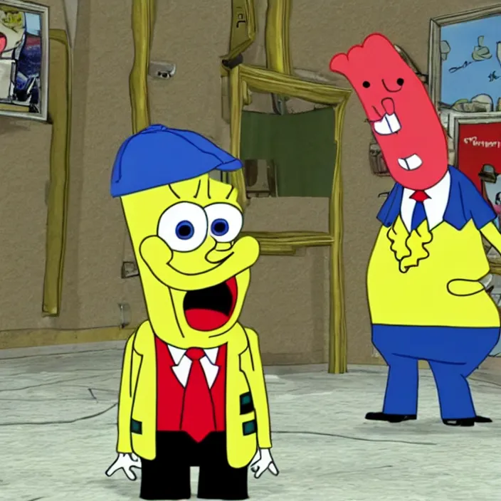 Image similar to ps 2 donald trump dressed like spongebob. play station 2 graphics