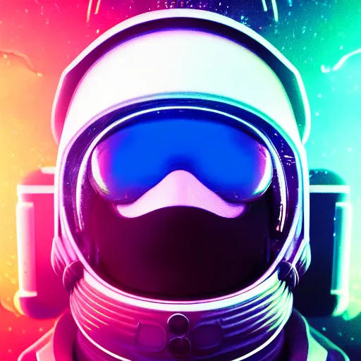 Image similar to synthwave astronaut face with neon eyes detailed face, sharp focus, synthwave art, aesthetic, octane render, raw, cinematic