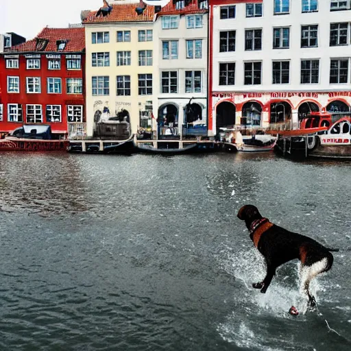 Image similar to photo of a giant dog destroying copenhagen