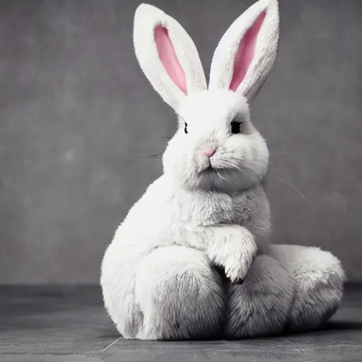 Prompt: easter bunny sitting on a tire, studio photo, high quality