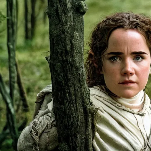 Image similar to first photos of 2 0 2 4 female lotr remake - jennifer connelly as samwise, ( eos 5 ds r, iso 1 0 0, f / 8, 1 / 1 2 5, 8 4 mm, postprocessed, crisp face, facial features )