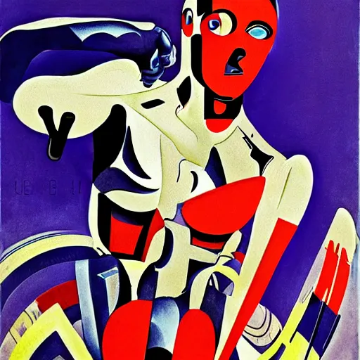 Prompt: cyborg by marinetti, futurism
