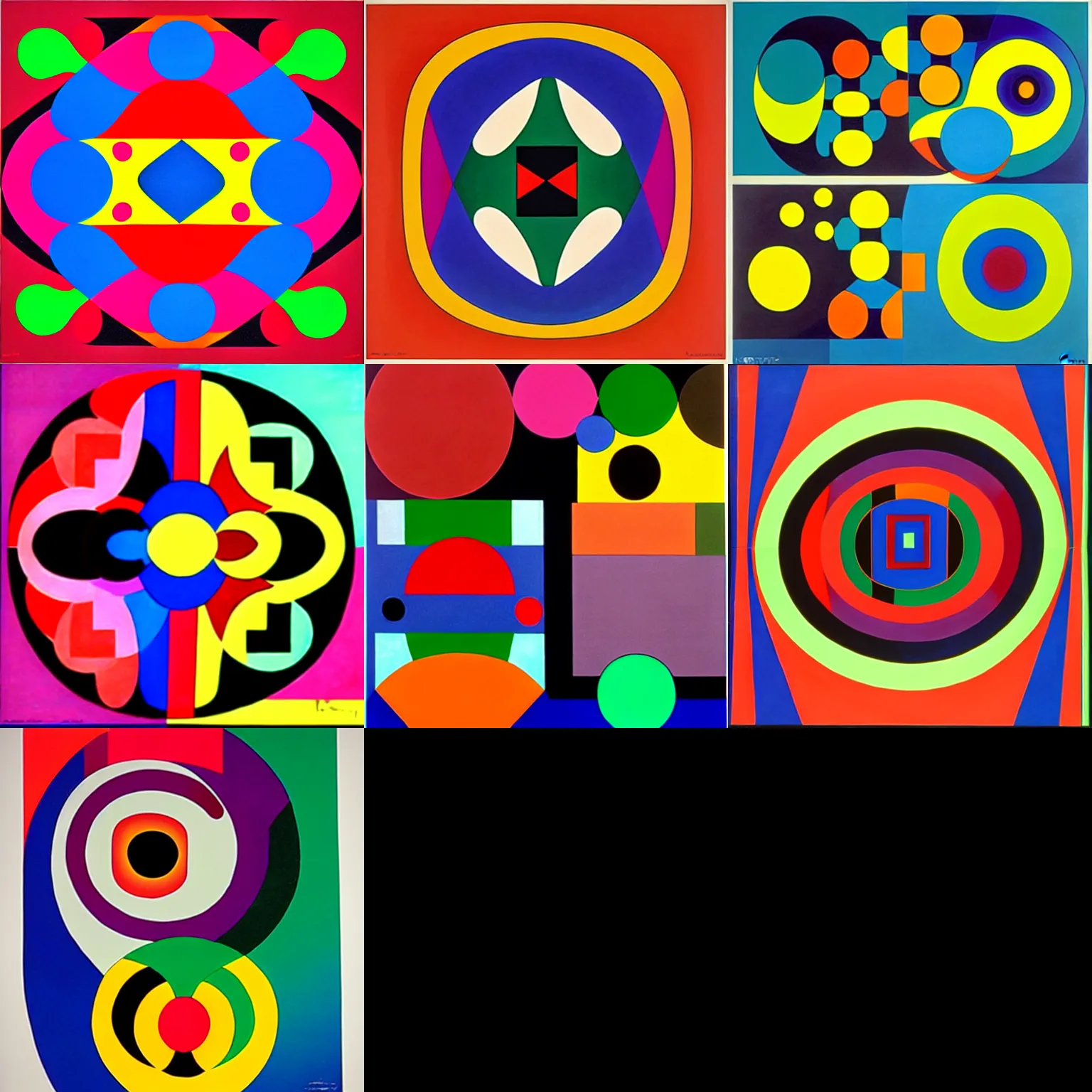 Prompt: best artwork from Victor Vasarely and Wassily Kandinsky collaboration project