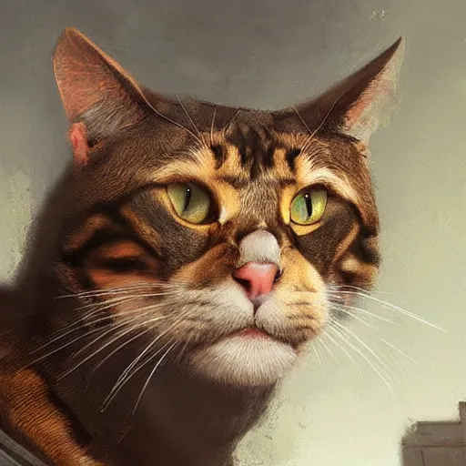 Image similar to portrait of a muscular anthrophomorphic man cat,digital art,ultra detailed,ultra realistic,art by greg rutkowski