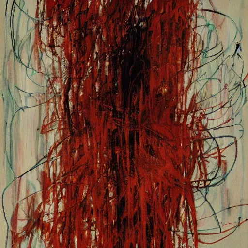 Image similar to large scale painting by cy twombly, high resolution art scan, well lit, swirling loops