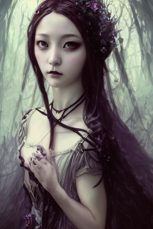 Prompt: beautiful and gothic and victorian young medieval heroine portrait like twice tzuyu+smoky eyes+front face with light flowing hair, ultradetail face, art and illustration by tian zi and craig mullins and WLOP and alphonse mucha, fantasy, intricate complexity, human structure, human anatomy, fantasy character concept, watermark, blurry, hyperrealism 8k