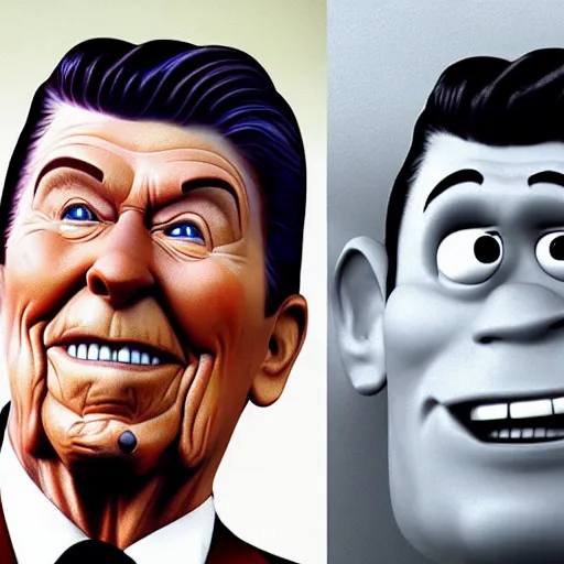 Image similar to ronald reagan by pixar